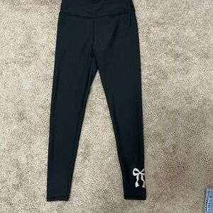 Cascade Collective Black Leggings with Bow Accent